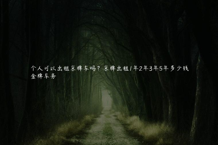 个人可以出租京牌车吗？京牌出租1年2年3年5年多少钱
