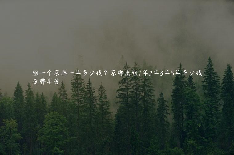 租一个京牌一年多少钱？京牌出租1年2年3年5年多少钱