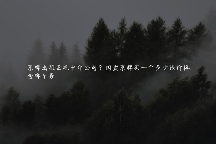 京牌出租正规中介公司？闲置京牌买一个多少钱价格