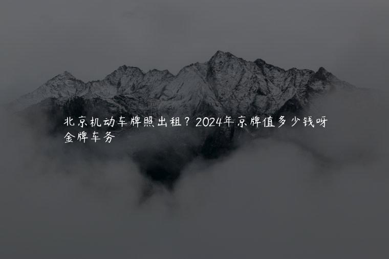 北京机动车牌照出租？2024年京牌值多少钱呀