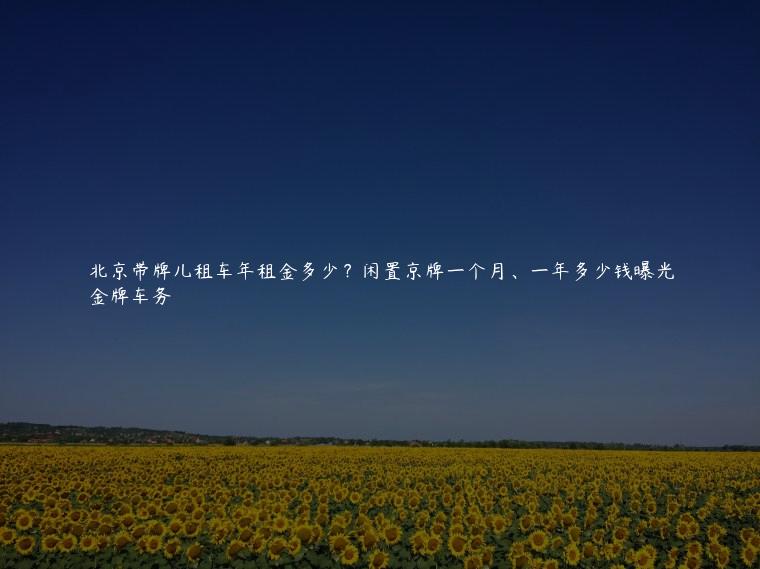 北京带牌儿租车年租金多少？闲置京牌一个月、一年多少钱曝光