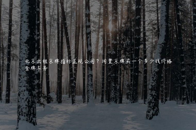北京出租京牌指标正规公司？闲置京牌买一个多少钱价格