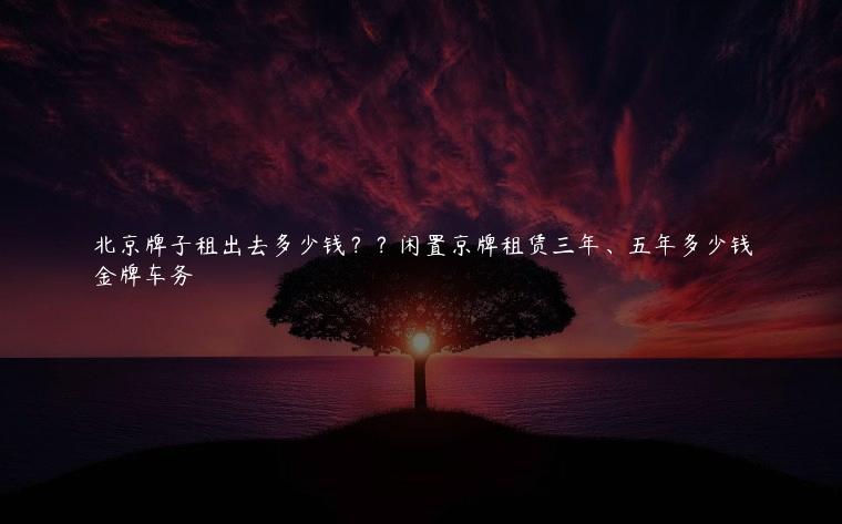 北京牌子租出去多少钱？？闲置京牌租赁三年、五年多少钱