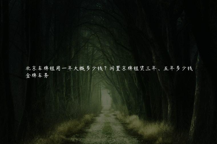 北京车牌租用一年大概多少钱？闲置京牌租赁三年、五年多少钱