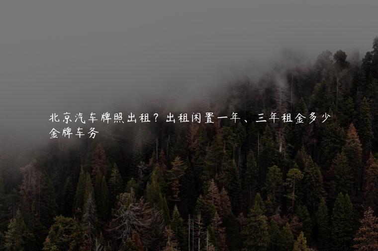 北京汽车牌照出租？出租闲置一年、三年租金多少