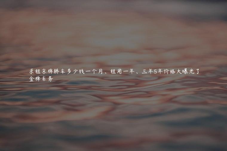 求租京牌轿车多少钱一个月、租用一年、三年5年价格大曝光了