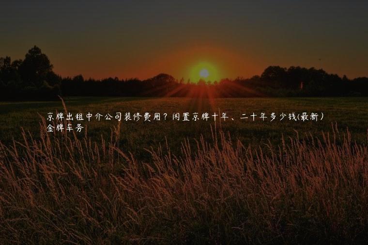 京牌出租中介公司装修费用？闲置京牌十年、二十年多少钱(最新）