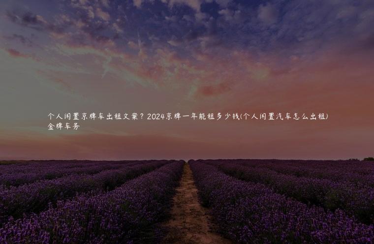 个人闲置京牌车出租文案？2024京牌一年能租多少钱(个人闲置汽车怎么出租)