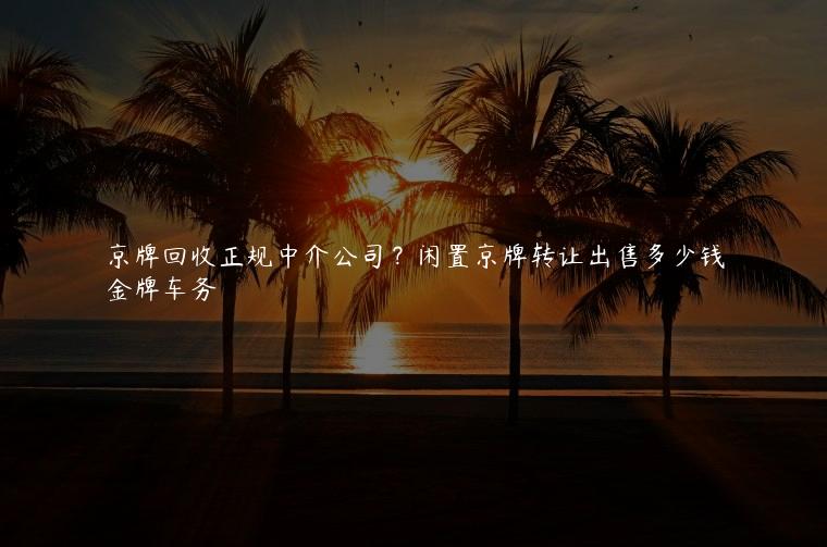 京牌回收正规中介公司？闲置京牌转让出售多少钱