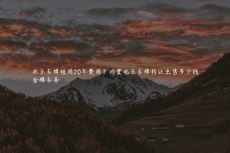 北京车牌租用20年费用？闲置北京车牌转让出售多少钱