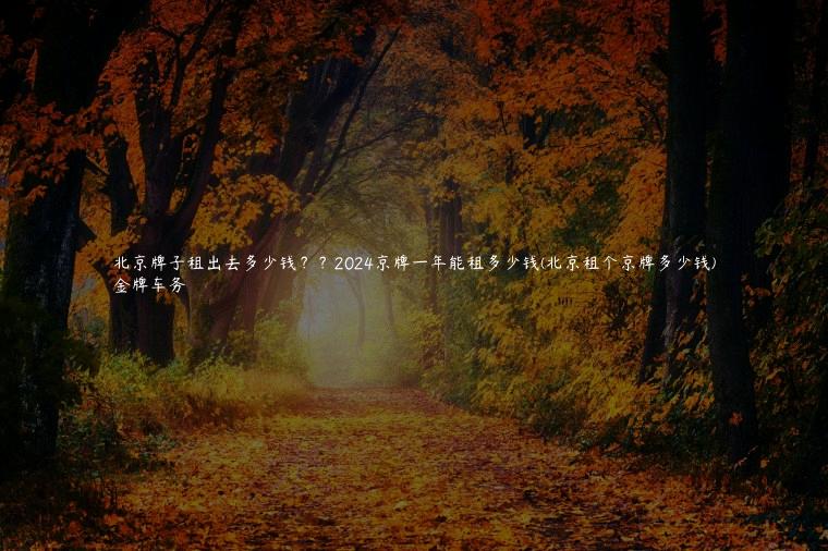 北京牌子租出去多少钱？？2024京牌一年能租多少钱(北京租个京牌多少钱)