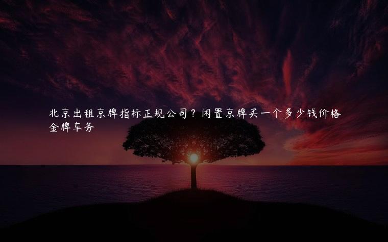 北京出租京牌指标正规公司？闲置京牌买一个多少钱价格