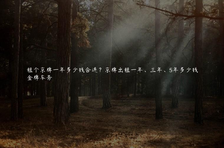 租个京牌一年多少钱合适？京牌出租一年、三年、5年多少钱
