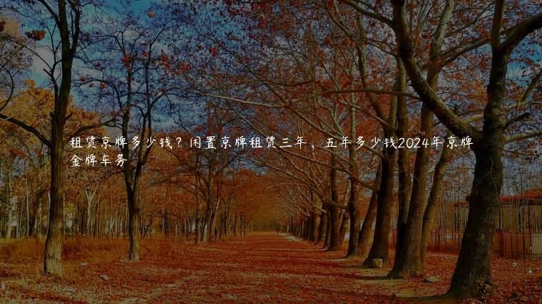 租赁京牌多少钱？闲置京牌租赁三年、五年多少钱2024年京牌