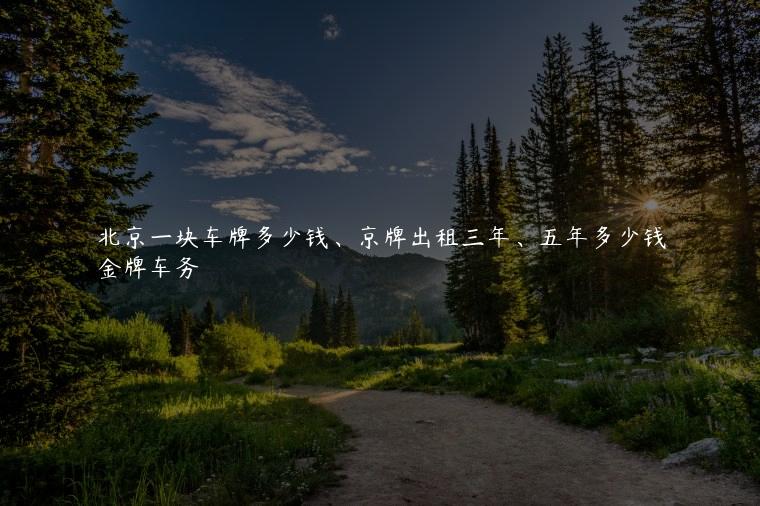 北京一块车牌多少钱、京牌出租三年、五年多少钱