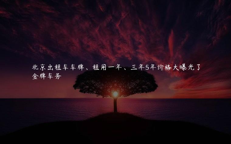 北京出租车车牌、租用一年、三年5年价格大曝光了