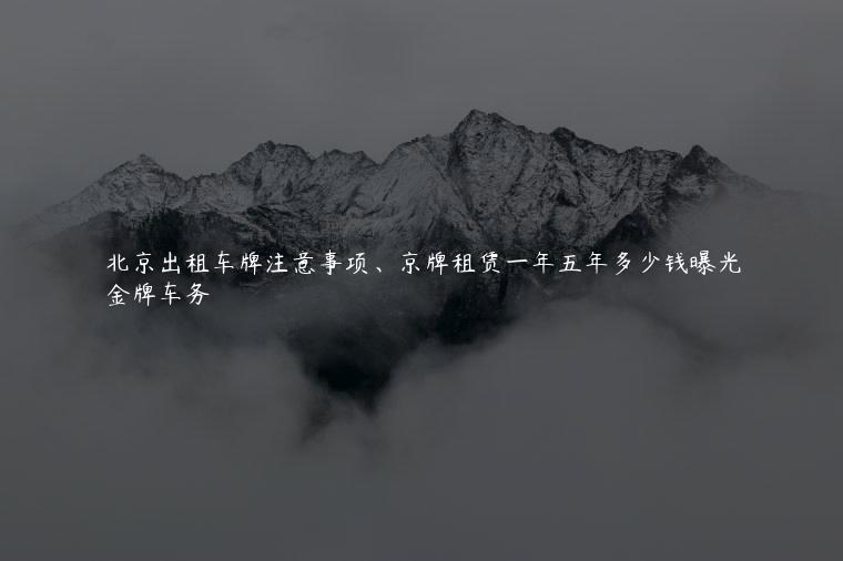 北京出租车牌注意事项、京牌租赁一年五年多少钱曝光
