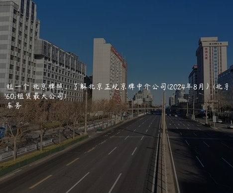 泄露租一个 北京牌照、了解北京正规京牌中介公司(2024年8月）(北京京牌租赁最大公司)