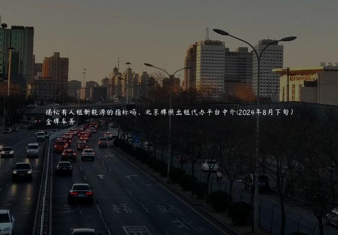 揭秘有人租新能源的指标吗、北京牌照出租代办平台中介(2024年8月下旬）